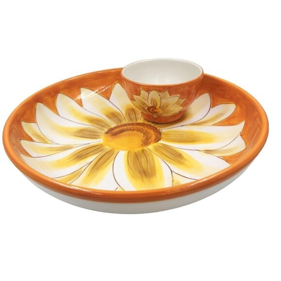 222 Fifth Ceramic Spring Daisy Fruit Salad Serving Bowl Set of 2 - Picture 1 of 13